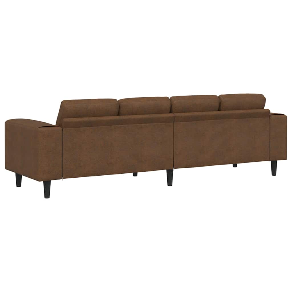 Sofa Set Brown Faux suede leather